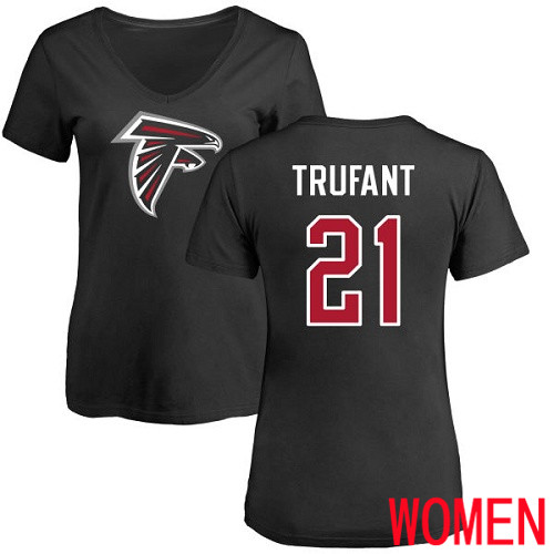 Atlanta Falcons Black Women Desmond Trufant Name And Number Logo NFL Football #21 T Shirt->atlanta falcons->NFL Jersey
